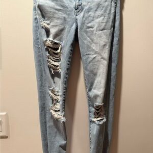 American Eagle Outfitters Light Blue Distressed Skinny Jeans